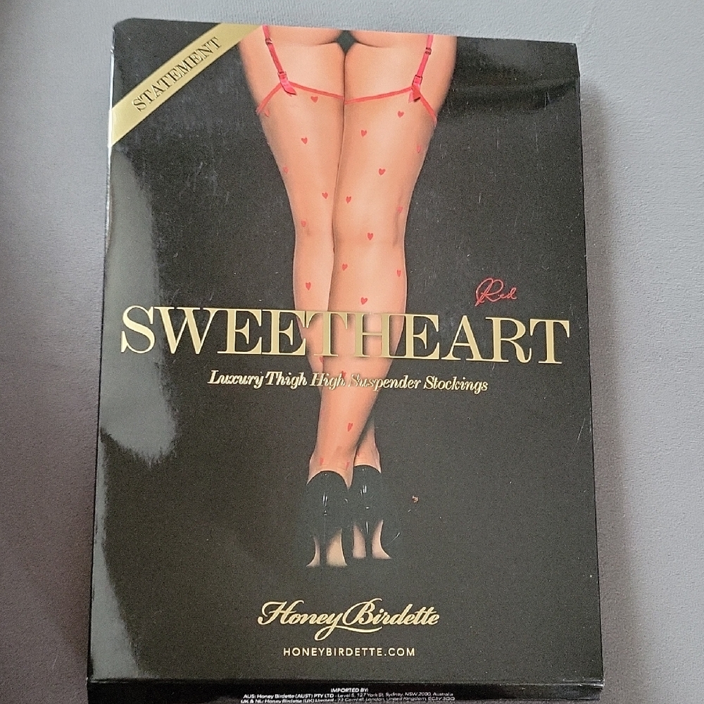 Honey Birdette Sweetheart Thigh High Stockings - Red